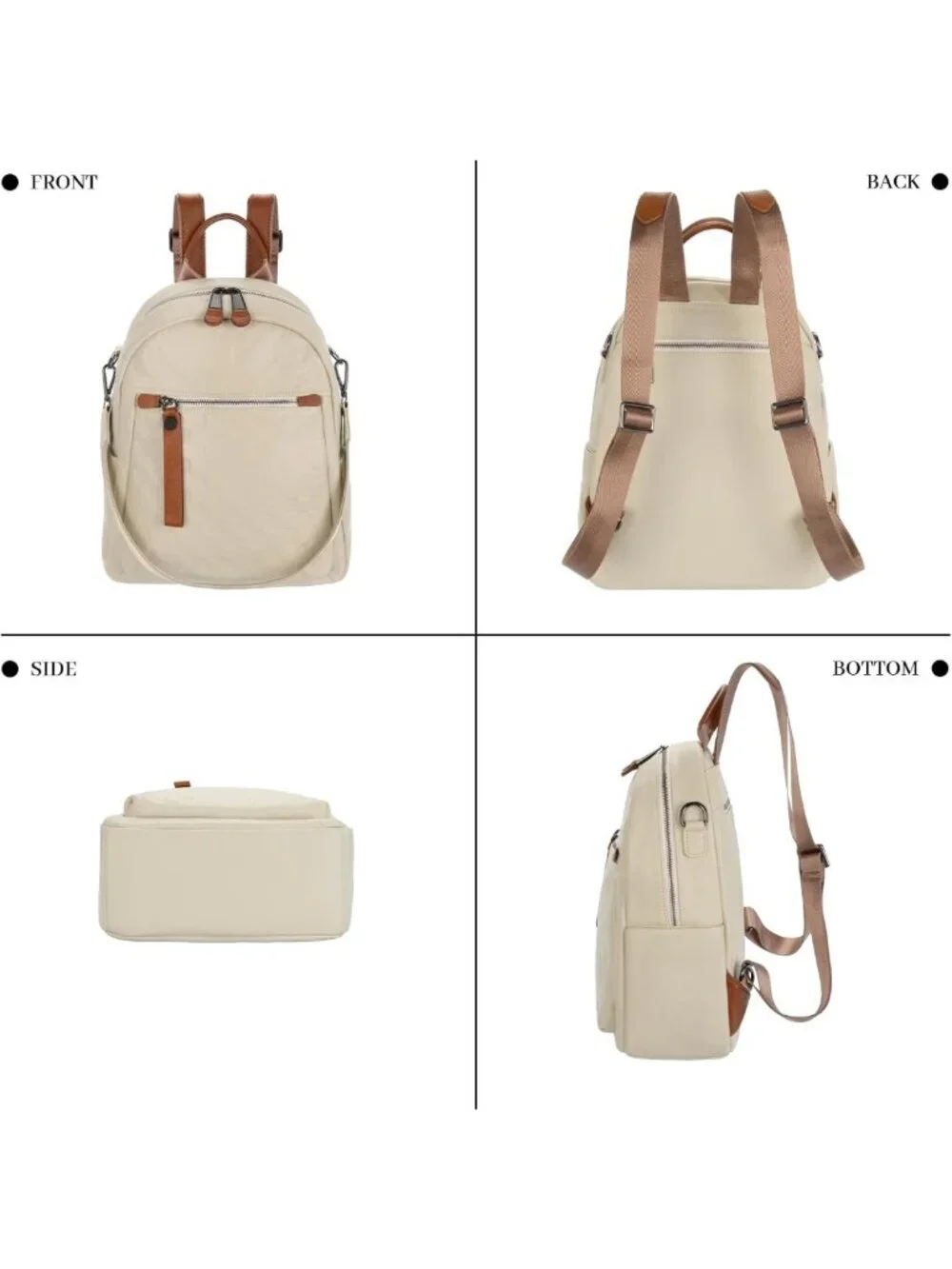Stylish Quilted Genuine Leather Backpack Purse for Women - Multi-functional